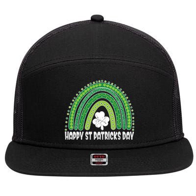 Happy St Patrick's Day Rainbow Irish Shamrock Leprechaun 7 Panel Mesh Trucker Snapback Hat