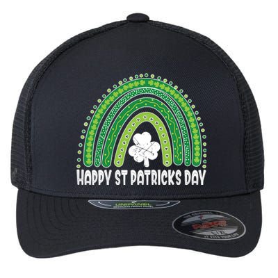 Happy St Patrick's Day Rainbow Irish Shamrock Leprechaun Flexfit Unipanel Trucker Cap