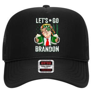 Happy St Patricks day Let's Go Beer Brandon Trump Leprechaun  High Crown Mesh Back Trucker Hat