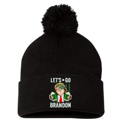 Happy St Patricks day Let's Go Beer Brandon Trump Leprechaun  Pom Pom 12in Knit Beanie