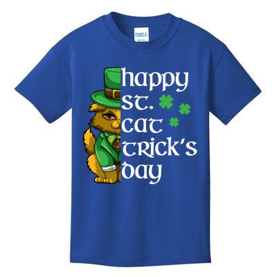 Happy St Patricks Day Cat Shamrock Kitten Gift Kids T-Shirt