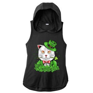 Happy St Patrick's Day St Patrick's Day Cat Luck Cute Gift Ladies PosiCharge Tri-Blend Wicking Draft Hoodie Tank