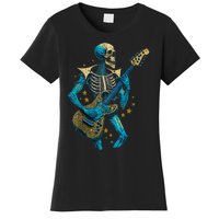 Halloween Skeleton Playing A Guitar Rock Halloween Women's T-Shirt