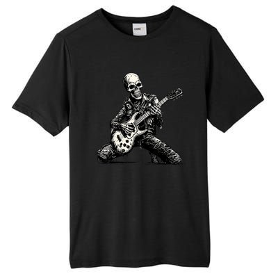 Halloween Skeleton Playing Guitar Rock And Roll Funny Skull Tall Fusion ChromaSoft Performance T-Shirt