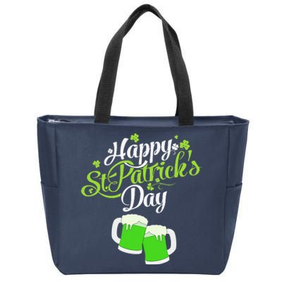 Happy St Patricks Day Green Beer Lucky Shamrock Zip Tote Bag