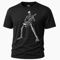 Halloween Skeleton Playing Guitar Rock And Roll Band Tees Cooling Performance Crew T-Shirt