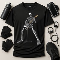 Halloween Skeleton Playing Guitar Rock And Roll Band Tees Cooling Performance Crew T-Shirt