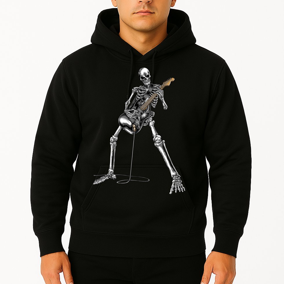 Halloween Skeleton Playing Guitar Rock And Roll Band Tees Hoodie