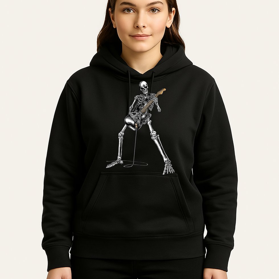 Halloween Skeleton Playing Guitar Rock And Roll Band Tees Hoodie