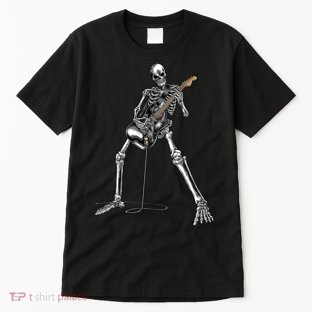 Halloween Skeleton Playing Guitar Rock And Roll Band Tees Tall T-Shirt