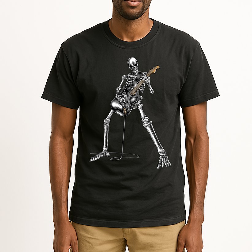 Halloween Skeleton Playing Guitar Rock And Roll Band Tees Tall T-Shirt