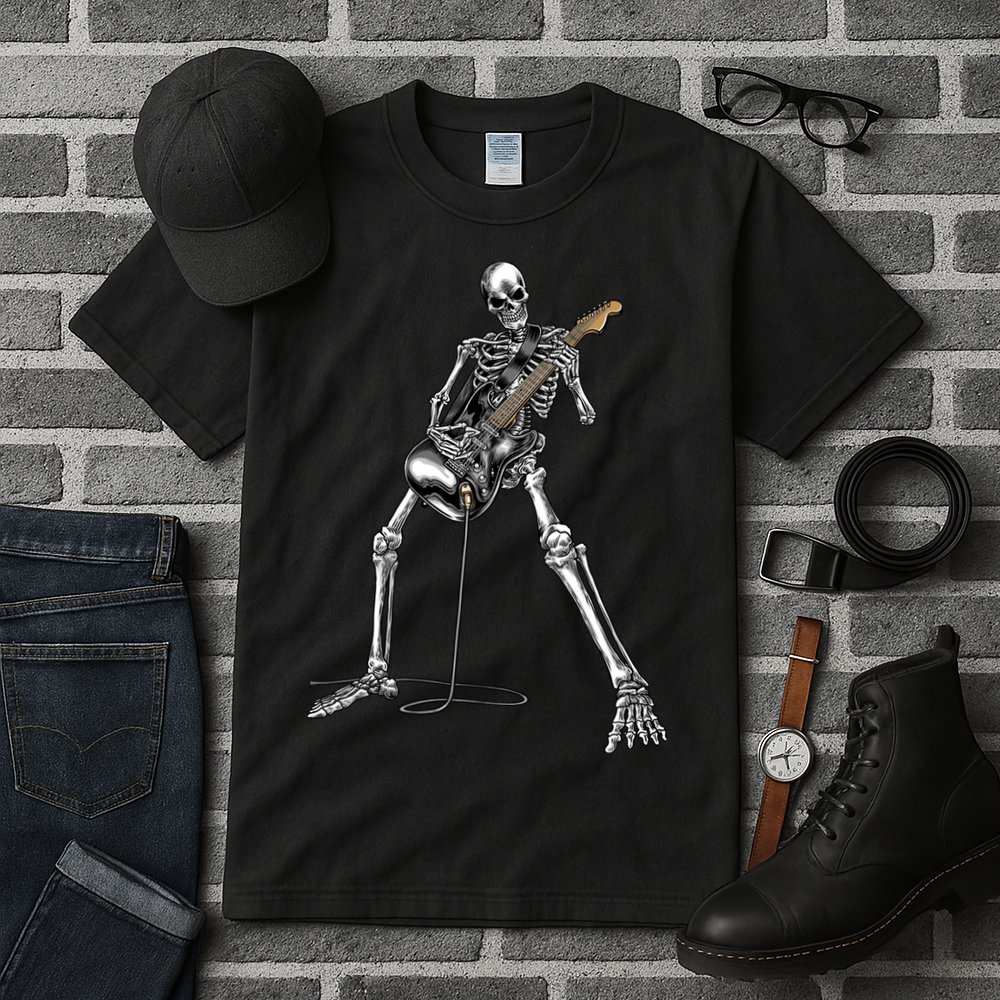 Halloween Skeleton Playing Guitar Rock And Roll Band Tees Tall T-Shirt