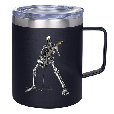 Halloween Skeleton Playing Guitar Rock And Roll Band Tees 12oz Stainless Steel Coffee Mug