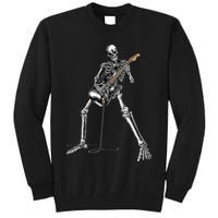 Halloween Skeleton Playing Guitar Rock And Roll Band Tees Tall Sweatshirt
