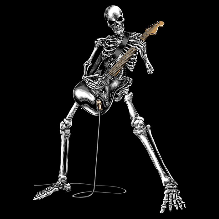 Halloween Skeleton Playing Guitar Rock And Roll Band Tees Sustainable Knit Beanie