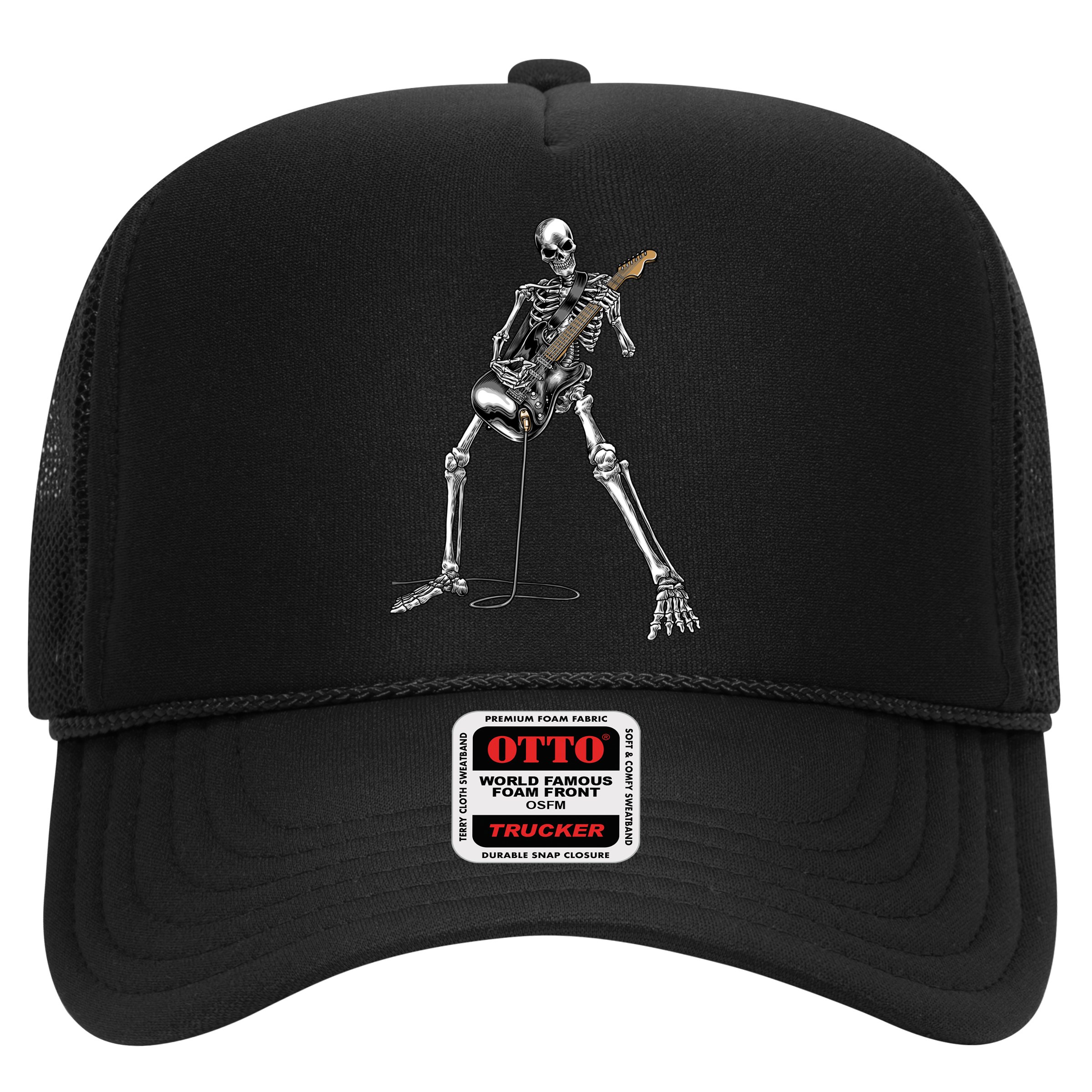 Halloween Skeleton Playing Guitar Rock And Roll Band Tees Hat