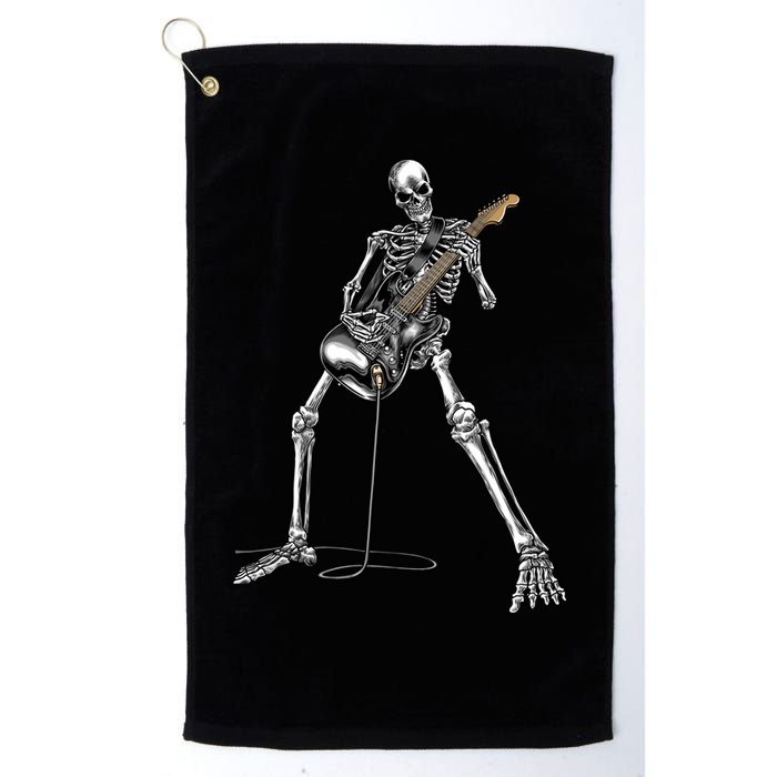 Halloween Skeleton Playing Guitar Rock And Roll Band Tees Golf Towel
