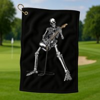 Halloween Skeleton Playing Guitar Rock And Roll Band Tees Golf Towel