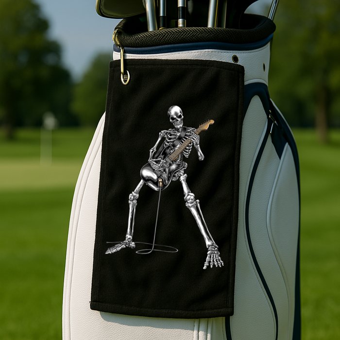 Halloween Skeleton Playing Guitar Rock And Roll Band Tees Golf Towel