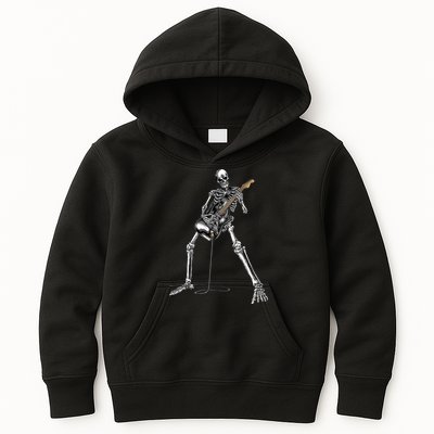 Halloween Skeleton Playing Guitar Rock And Roll Band Tees Kids Hoodie