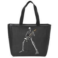 Halloween Skeleton Playing Guitar Rock And Roll Band Tees Zip Tote Bag