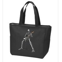 Halloween Skeleton Playing Guitar Rock And Roll Band Tees Zip Tote Bag