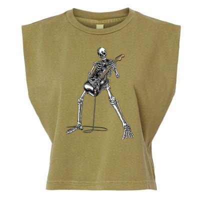 Halloween Skeleton Playing Guitar Rock And Roll Band Tees Garment-Dyed Women's Muscle Tee