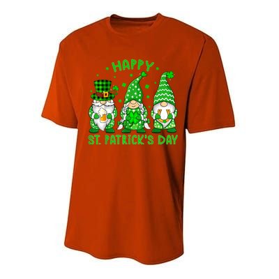 Happy St Patrick's Day Three Gnomes Shamrock Women Performance Sprint T-Shirt