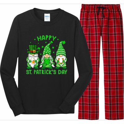 Happy St Patrick's Day Three Gnomes Shamrock Women Long Sleeve Pajama Set