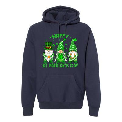 Happy St Patrick's Day Three Gnomes Shamrock Women Premium Hoodie