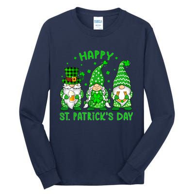 Happy St Patrick's Day Three Gnomes Shamrock Women Tall Long Sleeve T-Shirt