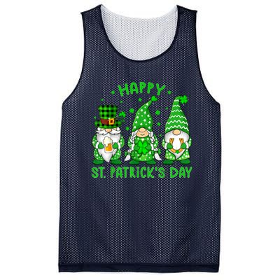 Happy St Patrick's Day Three Gnomes Shamrock Women Mesh Reversible Basketball Jersey Tank