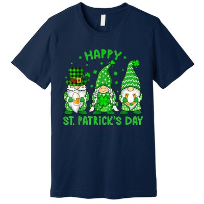 Happy St Patrick's Day Three Gnomes Shamrock Women Premium T-Shirt