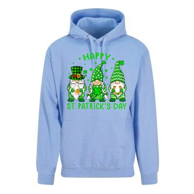 Happy St Patrick's Day Three Gnomes Shamrock Women Unisex Surf Hoodie