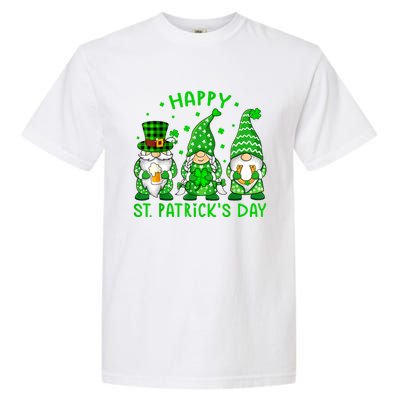 Happy St Patrick's Day Three Gnomes Shamrock Women Garment-Dyed Heavyweight T-Shirt