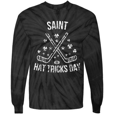 Hockey St Patrick's Day Saint Hat Tricks Shamrock Tie-Dye Long Sleeve Shirt