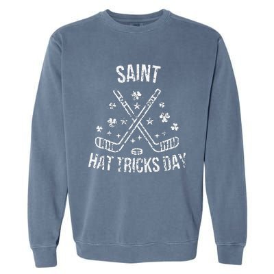 Hockey St Patrick's Day Saint Hat Tricks Shamrock Garment-Dyed Sweatshirt