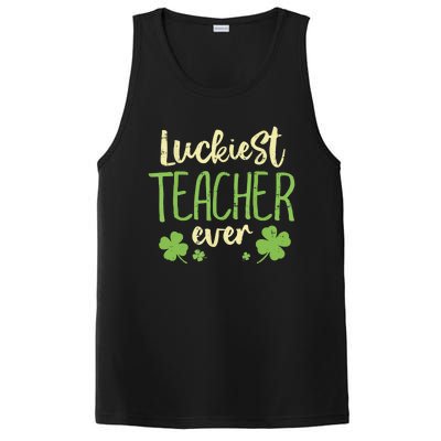 Happy St Patricks Day Luckiest Teacher Ever Teaching Gift PosiCharge Competitor Tank