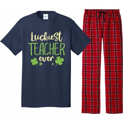 Happy St Patricks Day Luckiest Teacher Ever Teaching Gift Pajama Set