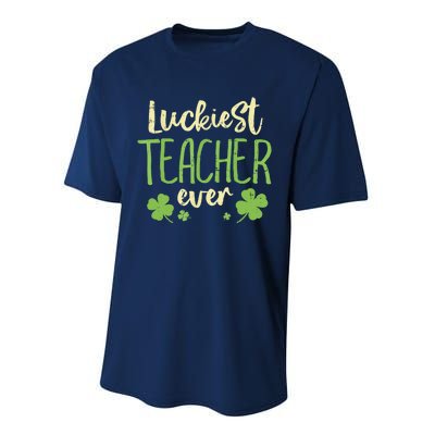 Happy St Patricks Day Luckiest Teacher Ever Teaching Gift Performance Sprint T-Shirt