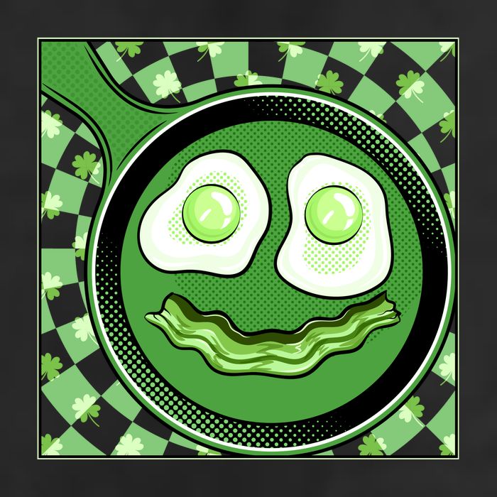 Happy St Patricks Day Green Eggs And Bacon Smile 7 Panel Mesh Trucker Snapback Hat