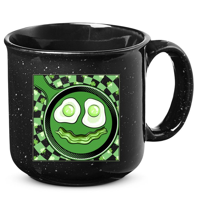 Happy St Patricks Day Green Eggs And Bacon Smile 15oz Campfire Ceramic Mug