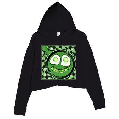 Happy St Patricks Day Green Eggs And Bacon Smile Crop Fleece Hoodie