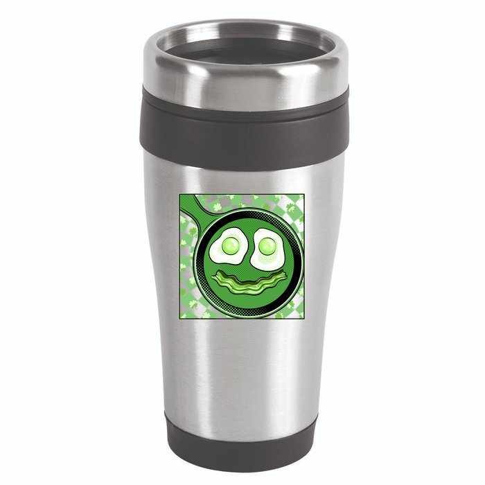 Happy St Patricks Day Green Eggs And Bacon Smile 16oz Travel Tumbler