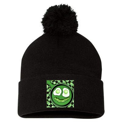 Happy St Patricks Day Green Eggs And Bacon Smile Pom Pom 12in Knit Beanie
