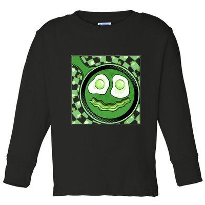 Happy St Patricks Day Green Eggs And Bacon Smile Toddler Long Sleeve Shirt
