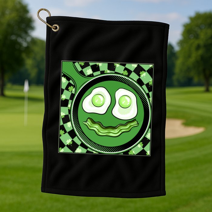 Happy St Patricks Day Green Eggs And Bacon Smile Golf Towel