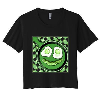 Happy St Patricks Day Green Eggs And Bacon Smile Crop Top