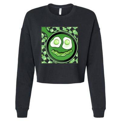 Happy St Patricks Day Green Eggs And Bacon Smile Cropped Pullover Crew