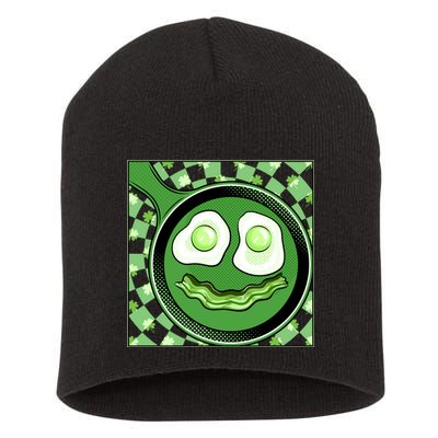 Happy St Patricks Day Green Eggs And Bacon Smile Short Acrylic Beanie